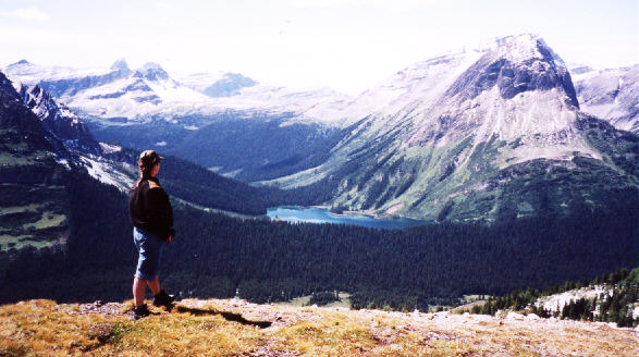 Angie contemplates a skinny dip in the lake.