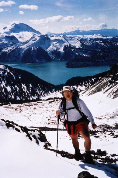 Looking down the slope.