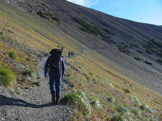 Bob (foreground) sprained his ankle the previous week on Mount Tecumseh.