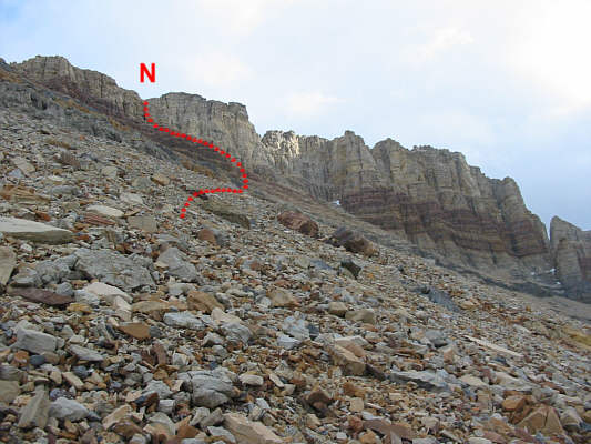 Here on this scree slope is the 'meat' of the suffering!