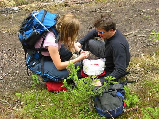 Still reeling from the bear encounter the day before, Chris has a bit of a headache.