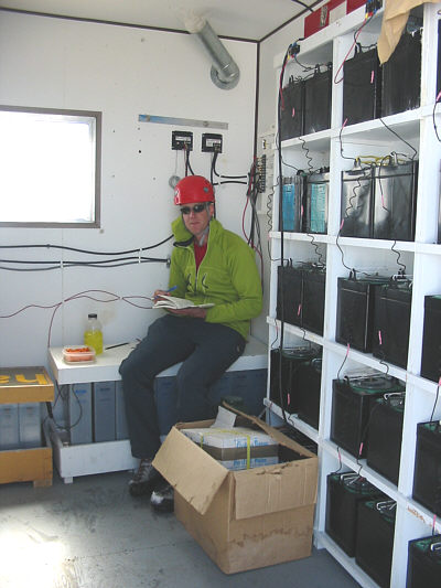 Looks like some weird science experiment with all the batteries, wires, and Vern's funky helmet!