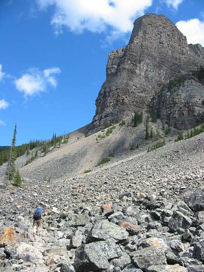 This talus slope is actually not bad to climb up.