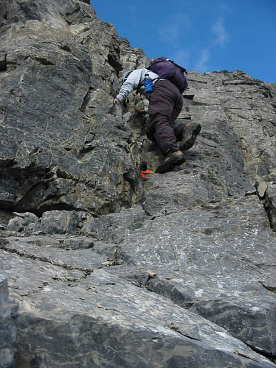 It's steeper than it looks, and some of the rocks are disturbingly loose.