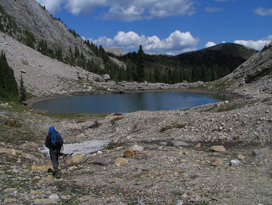 This tarn is actually difficult to spot from Pedley Ridge.