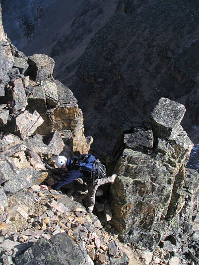 Calvin is actually scrambling in his work boots!