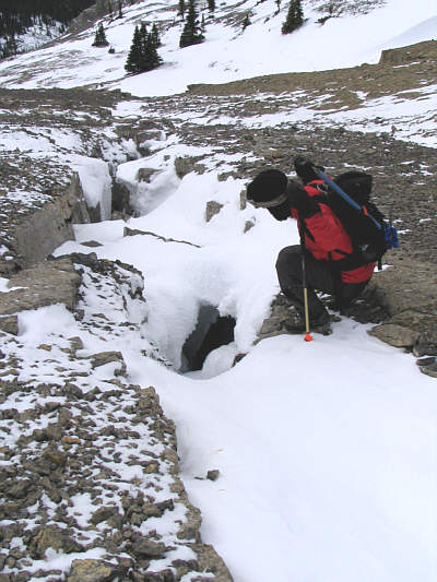 Be careful about stepping on certain snow patches!