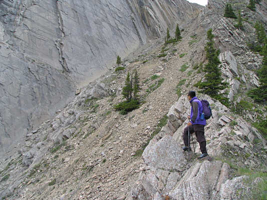 My camera is sitting on the infamous cairn that Dave Stephens spotted on his first attempt of this mountain.