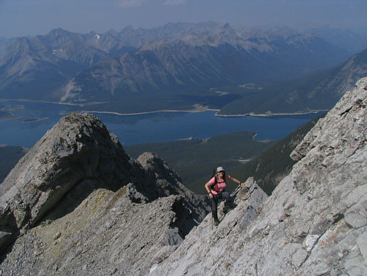 The down-climb from the previous photo is just visible at bottom left.