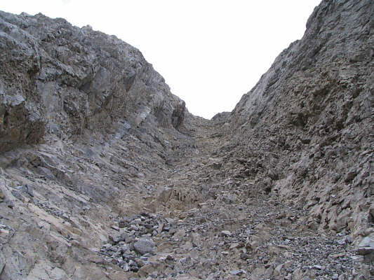 Not exposed but tricky to descend because of all the loose rock.