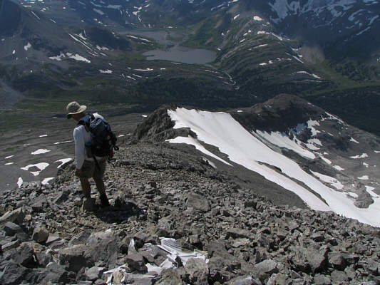 Hard to believe we would later descend the glacier on the right.
