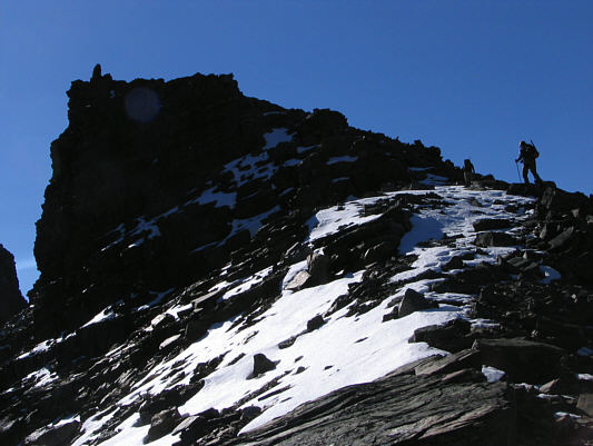 The ascent is mostly a hike up to this point.