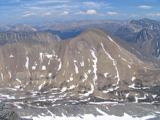 The valley beyond is part of the Brazeau Loop, a popular backpacking trip.