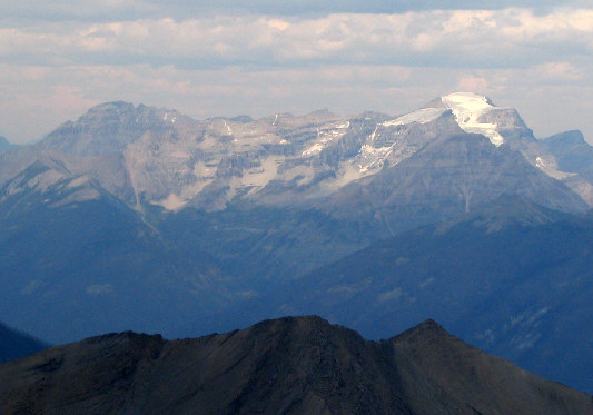 Isabelle Peak is in front of Mount Ball. 