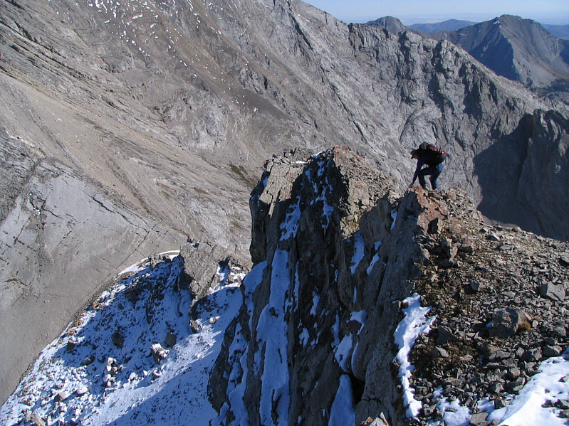 Actually, he was checking out the down-climb before coming back for a break.