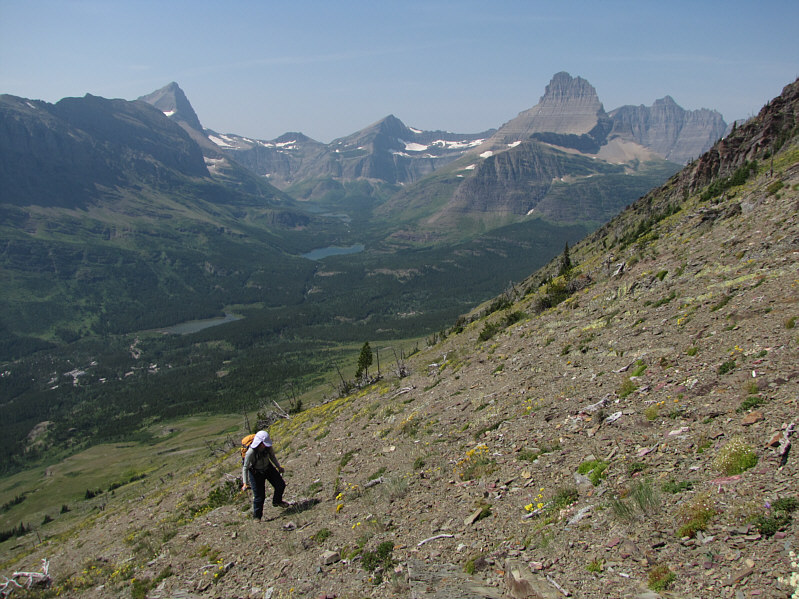 It's best to make a beeline for the base of the cliff bands at this point.