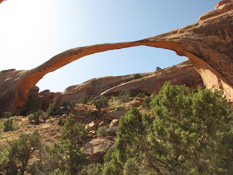 A trail that goes under the arch is now closed due to some rockfall in the 1990's.
