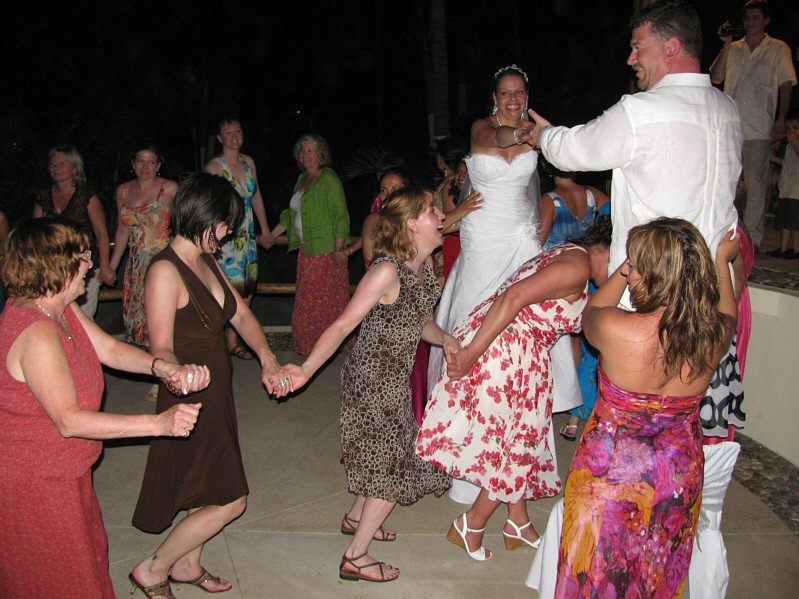 Scott was kicking each lady's butt as they walked under!