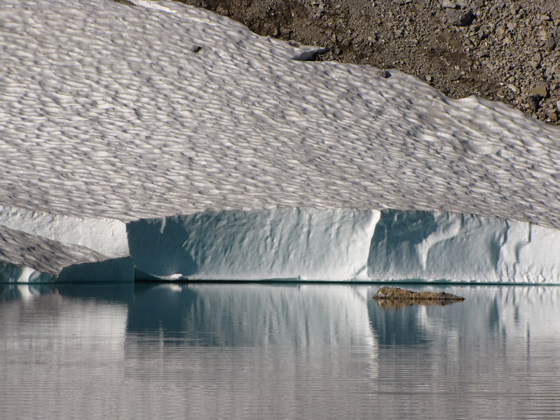 Large chunks of ice were calving into the lake all weekend.