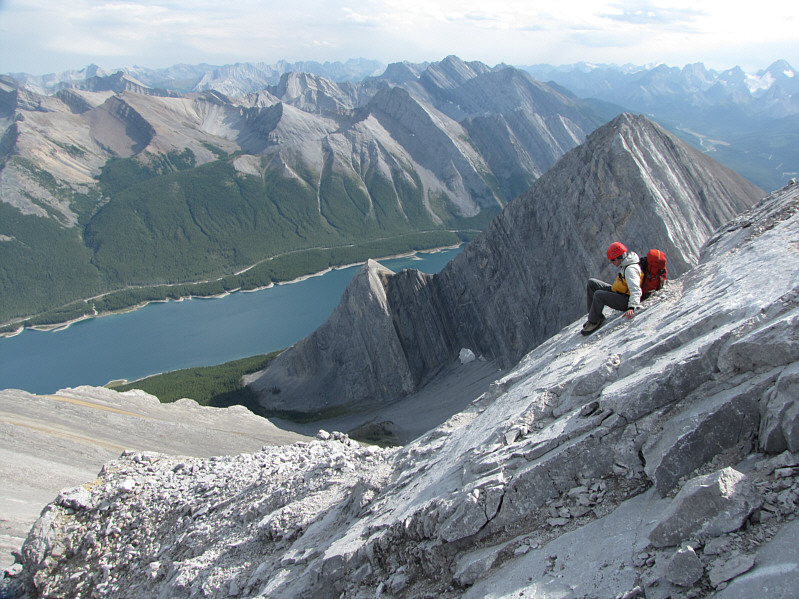 Also known as "crab-walking", I used this technique a lot on the descent.