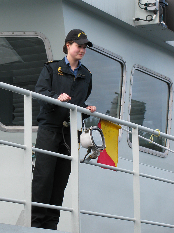 Besides playing oboe and composing music, Aura also works part time at the Naval Museum in Calgary.