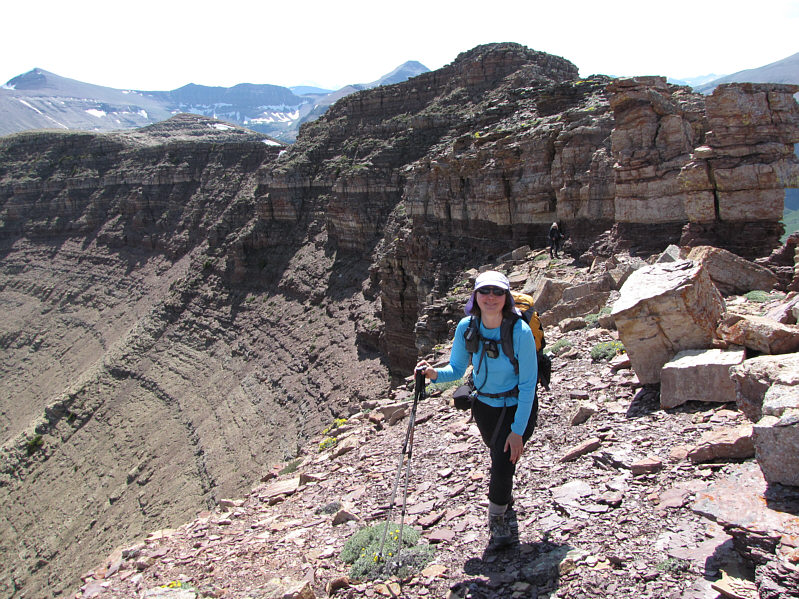 It's also possible to climb up via the second pinnacle from the right in the photo.