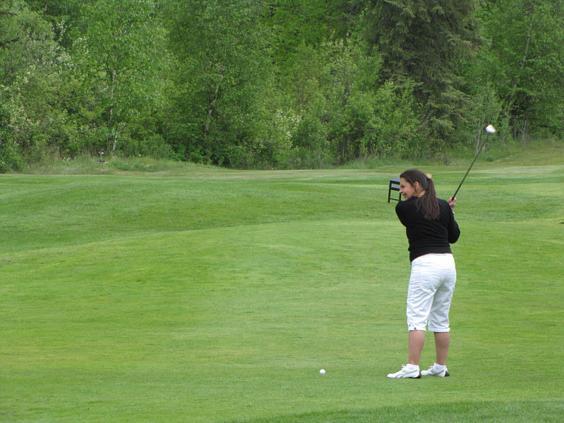 Look at the ball, Marcella, not your hubby!