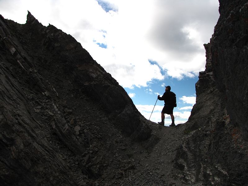 I dropped down to skier's left here to avoid climbing back up the other side of the notch.