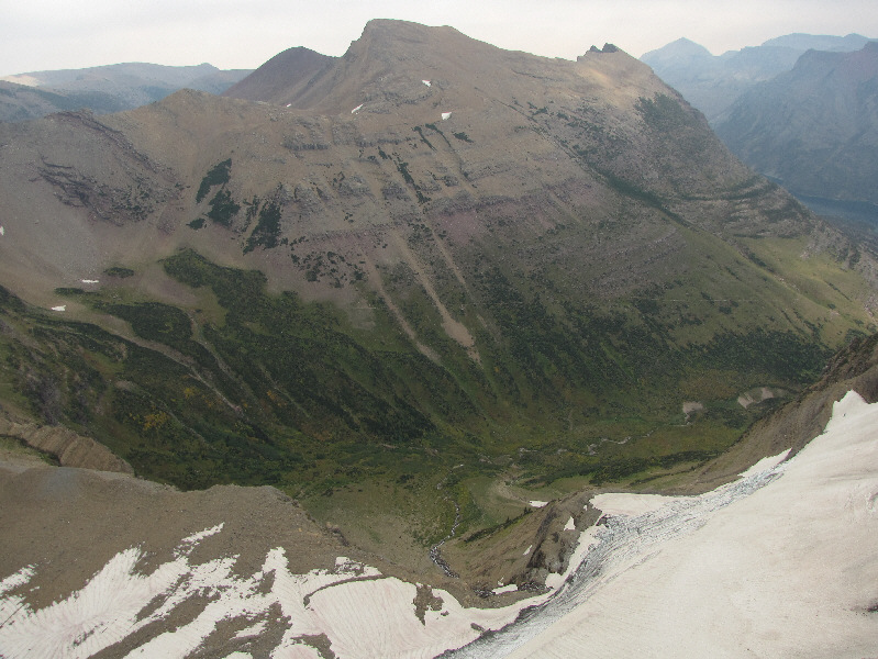 If you look carefully, you can spot the Siyeh Pass Trail.