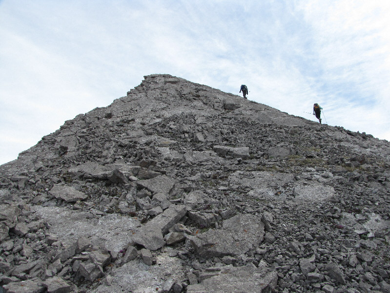 The west ridge is easy to moderate scrambling.