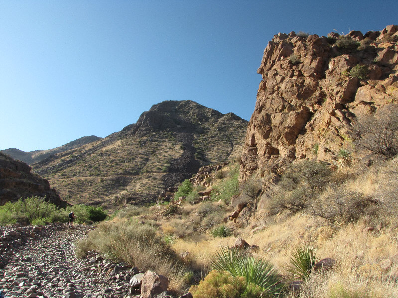 The obvious road on the ridge in the distance is NOT the route up North Franklin Mountain!