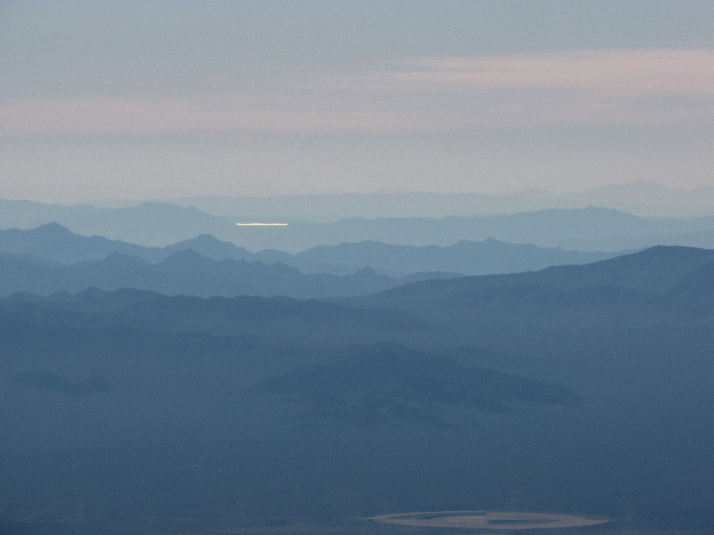 I'm not absolutely certain, but I think that sliver of white in the distance is Silver Lake which is usually dry.