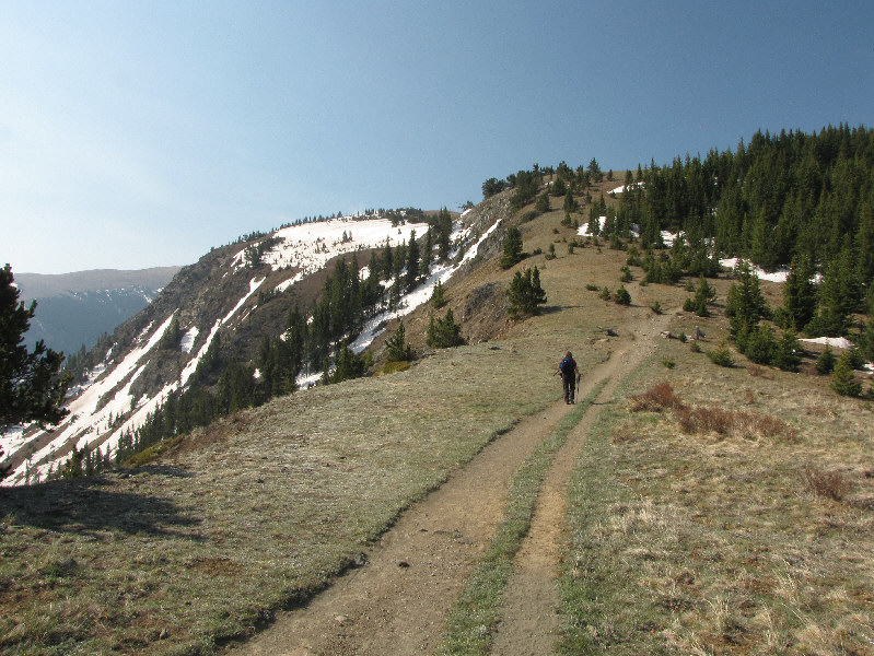 We left the trail to hike up the grassy clearing through the trees.