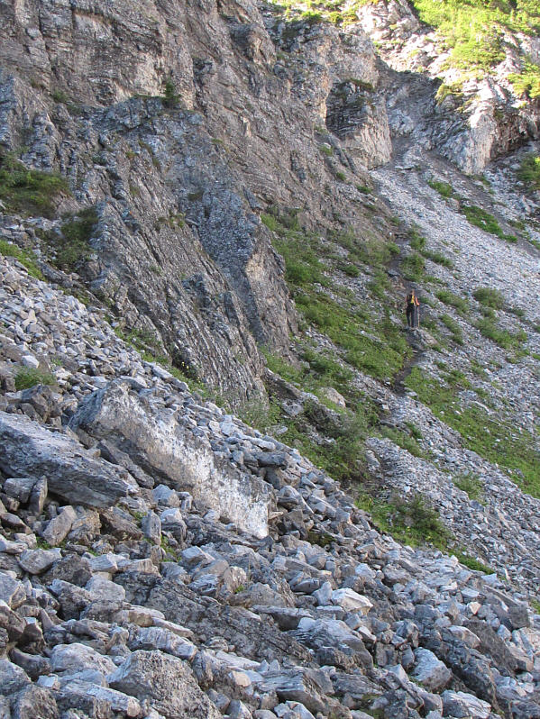 Some easy scrambling is required to reach the third lake.
