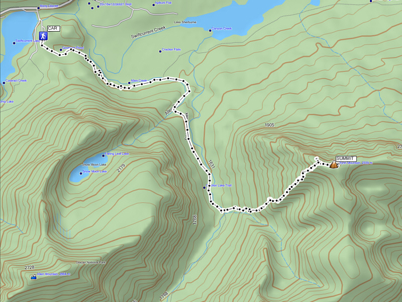 Good approach and easy hiking on the upper mountain, but the stuff in between kinda sucked!