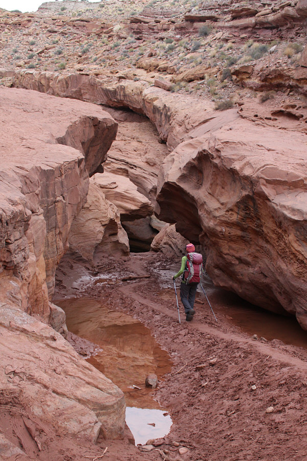 The pool of water ahead looked deep and impassable.