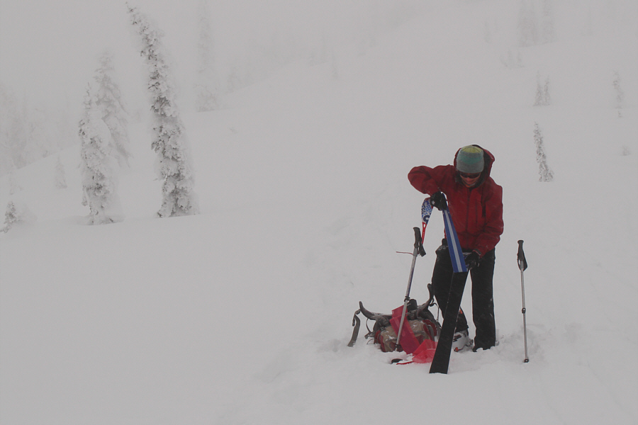 I took my skins off at the top.