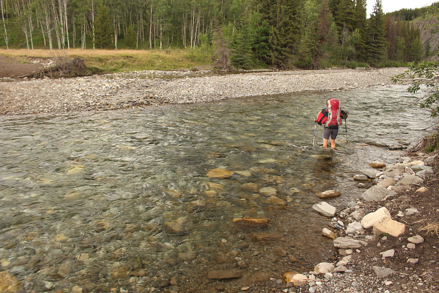 Zosia is going across in bare feet!