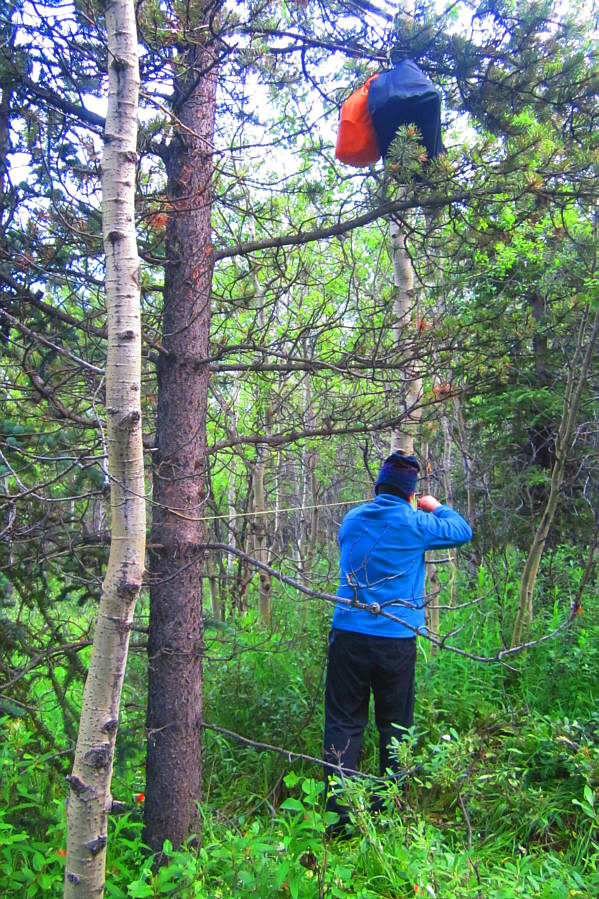 Trying to hang our food up high was a bitch!