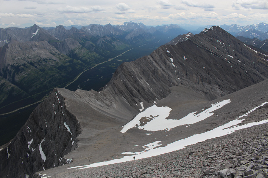Amelie is already in the rubble below the snow patch.