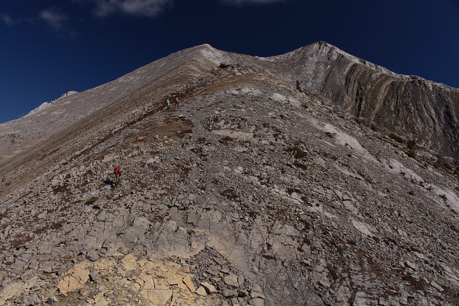 Due to foreshortening, the peaks are farther away than they appear.