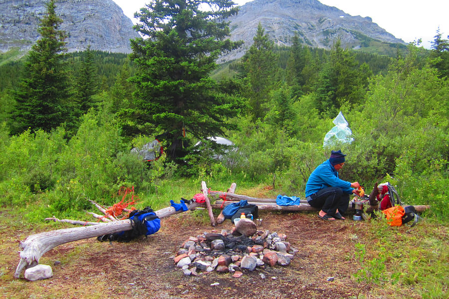 So much nicer cooking out here than in the bushes!