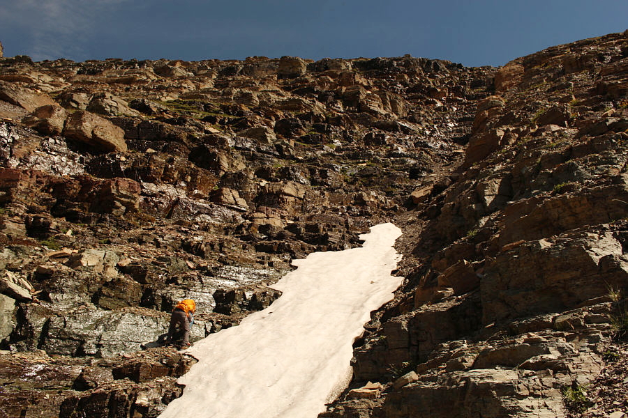 It's best to stay to the right of the gully at this point.