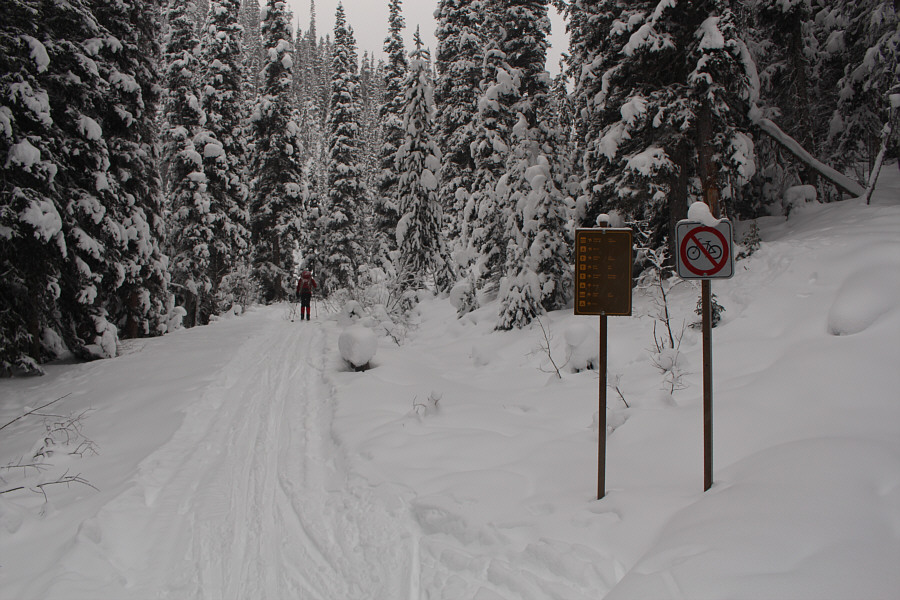 That "no-bicycling" sign must deter a lot of skiers from going to Shadow Lake Lodge!