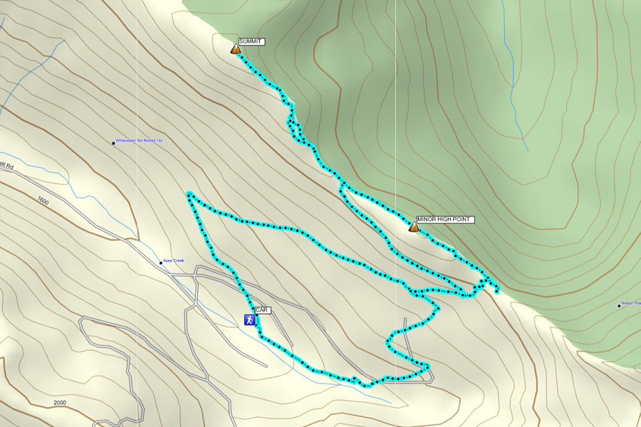 Great ski tour except for that challenging bit through the trees east of the minor high point!
