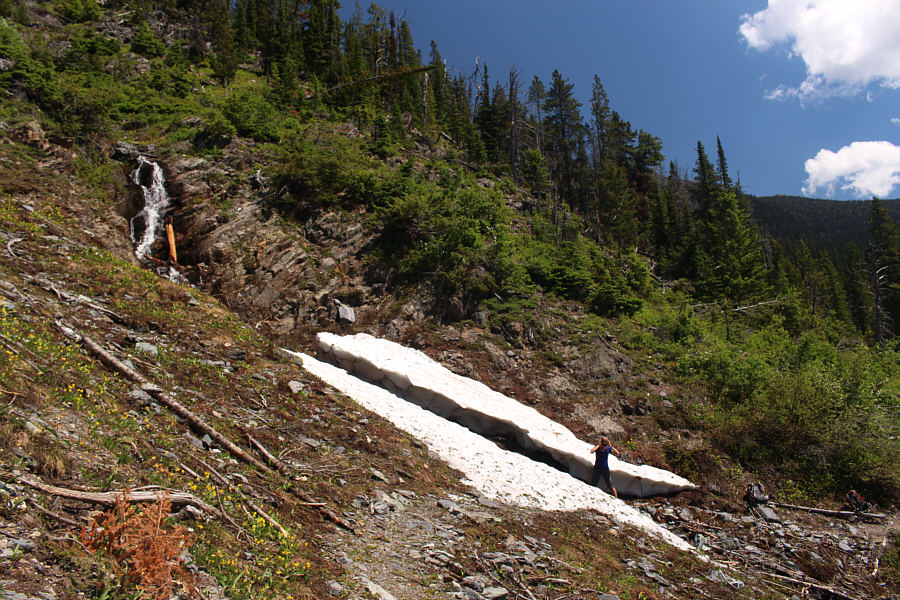 I walked most of the Sunken Creek valley with a snowball under my cap.