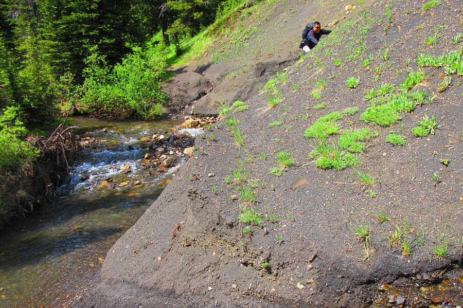 The dirt was literally crumbling beneath me into the creek!