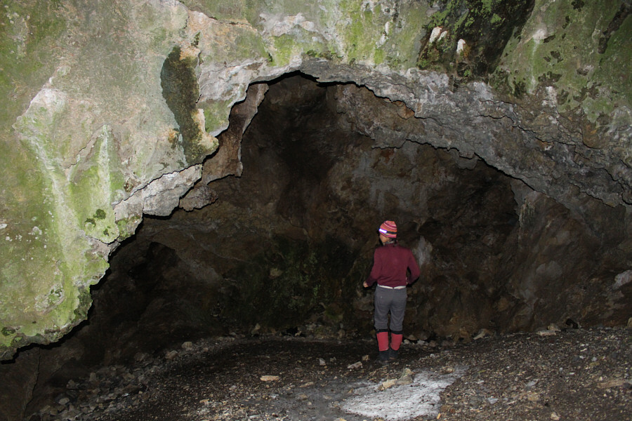 Watch your step here; the ground is down-sloping and slippery.