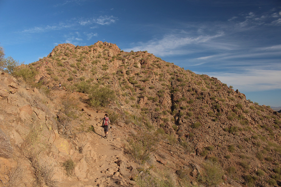 Can you spot the long line of humanity going up the ridge?
