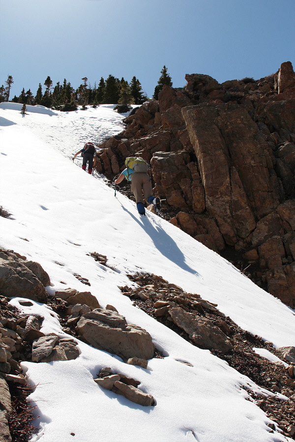 I managed to avoid most of the snow by sticking close to the rocks.